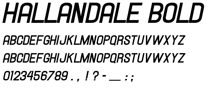 Hallandale Bold Italic JL font